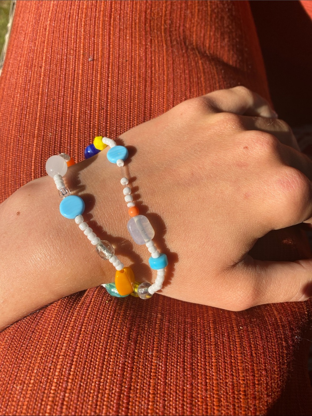 Handmade Multicolor Beaded Bracelet - Blue & Yellow